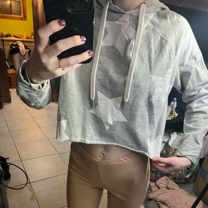 light grey star cropped hoodie